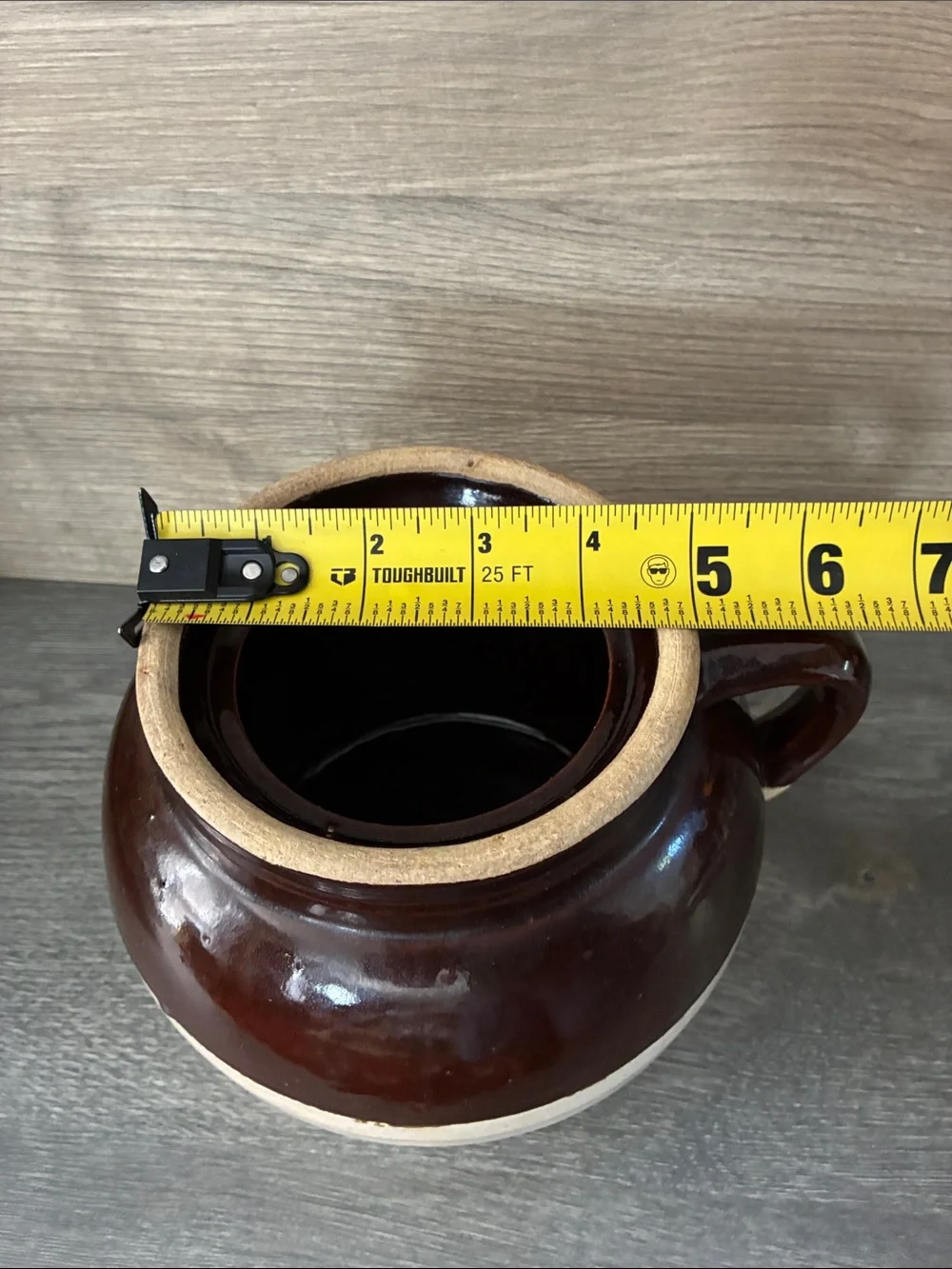 Robinson Ransbottom 2 Quart Bean Pot Crock Stoneware Blue Crown NO LID Vintage